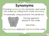 Synonyms - Year 3 and 4 Teaching Resources (slide 7/24)